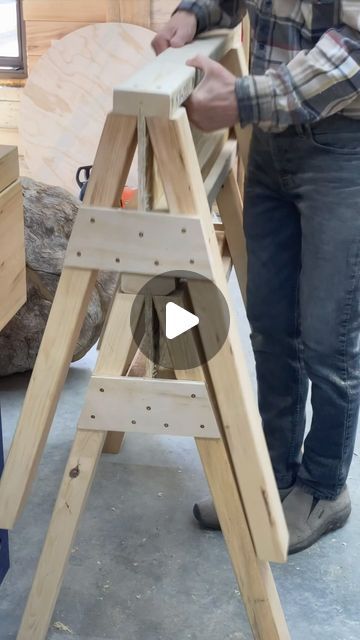 Diy Roping Dummy, Saw Horse Plans, Diy Saw Horse, Saw Horse Diy, Folding Sawhorse, Saw Horses, Old Wooden Ladders, Roping Dummy, Saw Horse