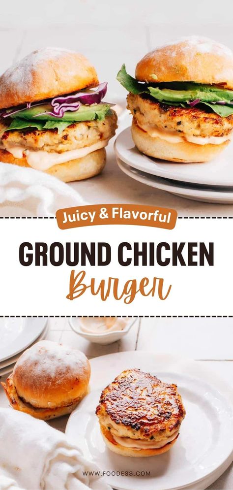 Chicken Burger Recipe Air Fryer, Chicken Burgers In Oven, How To Make Chicken Burgers At Home, How To Make A Chicken Burger, Juicy Chicken Burger Recipe, Baked Chicken Burgers Oven, Juicy Chicken Burgers, How To Make Chicken Burgers, Ground Chicken Burgers Air Fryer