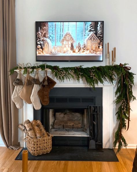 LIVING ROOM HOLIDAY INSPO🤎🎄Welcome October and happy Tuesday friends. These are some stills from last year Christmas Decor… 🚨Link in bio to SHOP . . . #christmas2024 #livingroomdesign #brownchristmas #holidaydecorating #christmasmantle #christmastree #livingroominspiration #navidad Christmas Decor Ideas | Brown Christmas Decor | Styling my Living Room for Christmas | Holiday Mantle Inspiration | Neutral Christmas Tree Ideas For Stockings With No Fireplace, Tv Mantle Christmas Decor, Stockings On Tv Stand, Christmas Decor Ideas Brown, Christmas Decor Tv Console, Mantle Christmas Decor Ideas With Tv, Mantle With Tv Decor, Christmas Mantle Decor With Tv, Tv Christmas Decor