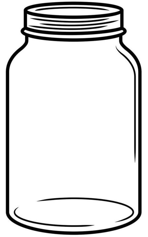 Mason Jar Printables Templates, Mason Jar Line Drawing, Jar Sketch Drawings, Printable Mason Jar Template, Mason Jar Keychain, How To Draw A Jar, Jar Sketch, Mason Jar Drawing, Mason Jar Template