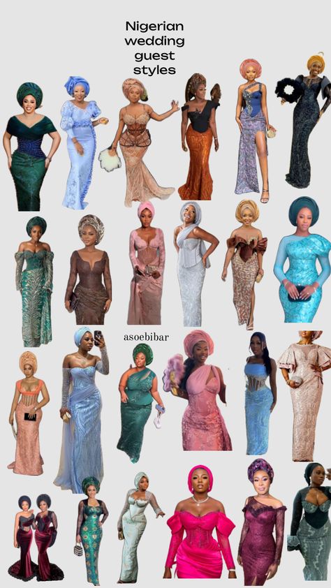 Nigerian wedding guest styles Asoebi styles Nigerian Wedding Styles, African Wedding Guest Dress Styles, Wedding Guest Asoebi Styles, Peach Asoebi Lace Styles, Nigerian Wedding Guest Outfit, Nigerian Wedding Guest, Nigerian Wedding Attire, Female Wears, Wedding Guest Dress Styles