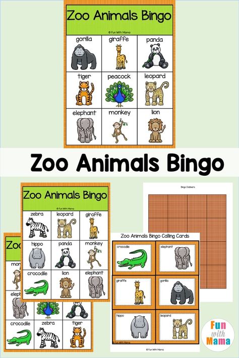 Endangered Animals Activities, Zoo Animals For Kids, Bingo Printable Free, Zoo Animals Preschool, Zoo Animal Activities, Zoo Games, Animals Preschool, Bingo Games For Kids, Zoo Activities