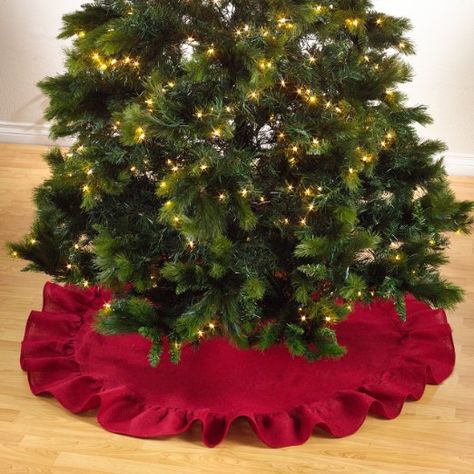 Amazon.com - Holiday Décor Ruffle Trim Jute Burlap Xmas Tree Skirt, 53-inch Round (Natural) - Christmas Tree Skirts Non Traditional Christmas Tree, Farmhouse Christmas Tree Skirt, Ruffled Tree Skirt, Classic Holiday Decor, Holiday Tree Skirts, Xmas Tree Skirts, Christmas Tree Skirts, Farmhouse Christmas Tree, Traditional Christmas Tree