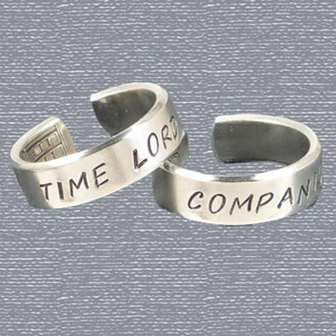 Doctor Who Time Lord and Companion Friendship Rings Doctor Who Merchandise, Love Doctor, Hello Sweetie, Friendship Rings, Time Lord, Mad Man, Celtic Wedding, Wibbly Wobbly Timey Wimey Stuff, Big Balls