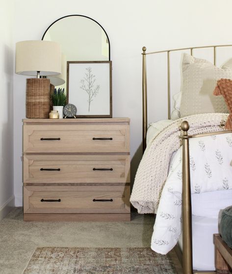 Nightstand Inspiration, Ikea Malm Drawers, Ikea Malm Nightstand, Malm Hack, Ikea Dresser Makeover, Ikea Nightstand, Ikea Dresser Hack, Ikea Malm Dresser, Malm Dresser