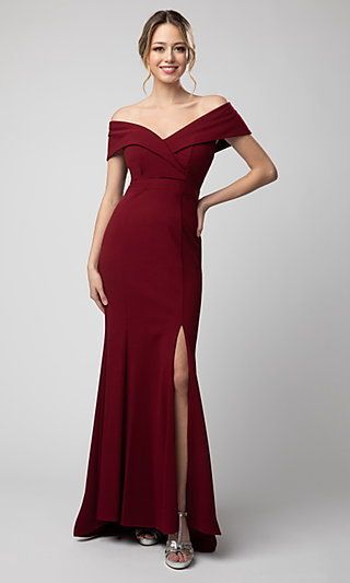 Maroon Bridesmaid Dresses, Formal Ideas, Designer Formal Dresses, Long Sleeve Evening Gowns, Trumpet Dress, Dress Purchase, Designer Gowns, Red Wedding, Formal Gowns