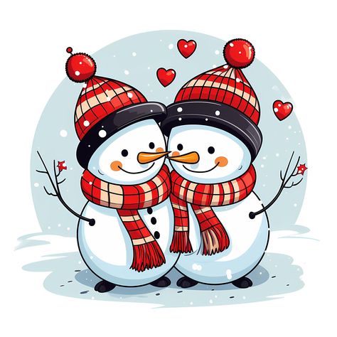 Couple Drawing Christmas, Snowman Couple Painting, Couple Christmas Drawing, Christmas Snowman Illustration, Snowman Drawing, Snowman Illustration, Christmas Couple Pictures, Snowman Art, Couple Clipart