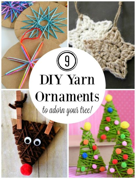 Diy Yarn Ornaments, Christmas Yarn Crafts, Christmas Tree Yarn, Yarn Ornaments, Yarns Ornaments, Yarn Crafts For Kids, Easy Yarn Crafts, Diy Christmas Ornaments Easy, Christmas Yarn