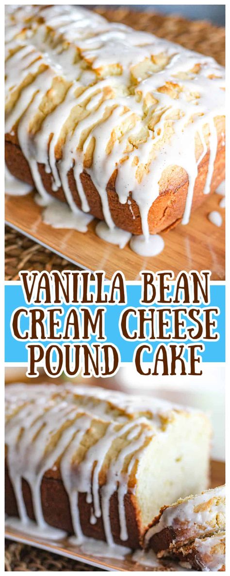 Vanilla Bean Recipes, Vanilla Bean Cream, Cheese Pound Cake, Cake Vanilla, Cream Cheese Pound Cake, Birthday Breakfast, Salty Cake, Pound Cake Recipes, Dessert Bread