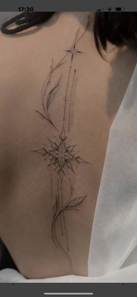 Asymmetrical Spine Tattoo, Astral Spine Tattoo, Pretty Tatoos Woman, Fairy Wing Spine Tattoo, Spine Tattoos For Women Cybersigilism, Ethereal Spine Tattoos, Back Tattoos Women Spine, Fairy Spine Tattoo, Spiritual Spine Tattoo