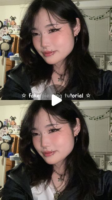 hye’ven 혜중 <3 on Instagram: "fake piercing tutorial :) #explore #explorepage #fyp #fakepiercings #piercings #snakebites #angelbites #eyebrowpiercing #bridgepiercing #makeuptutorial #tutorial" Fake Angel Bites Piercing, Fake Snake Bites Piercing Tutorial, Fake Snakebites Tutorial, Fake Bridge Piercing, Fake Eyebrow Piercing, Piercing Tutorial, Angel Bites Piercing, Angel Bites, Fake Eyebrows