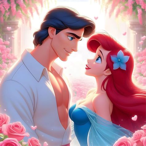 🌸 Garden of Love - Repost : @ericarieldiary #thelittlemermaid #ariel #disneyprincess #prince #mermaid #sirena #garden #love #flowers… | Instagram Prince And Princess Drawing, Ariel And Eric Wallpaper Iphone, Cute Ariel Wallpaper, Ariel And Eric Fan Art, Ariel And Prince Eric Wallpaper, Prince Eric And Ariel, Disney Movie Art, Disney Romance, Flowers Instagram