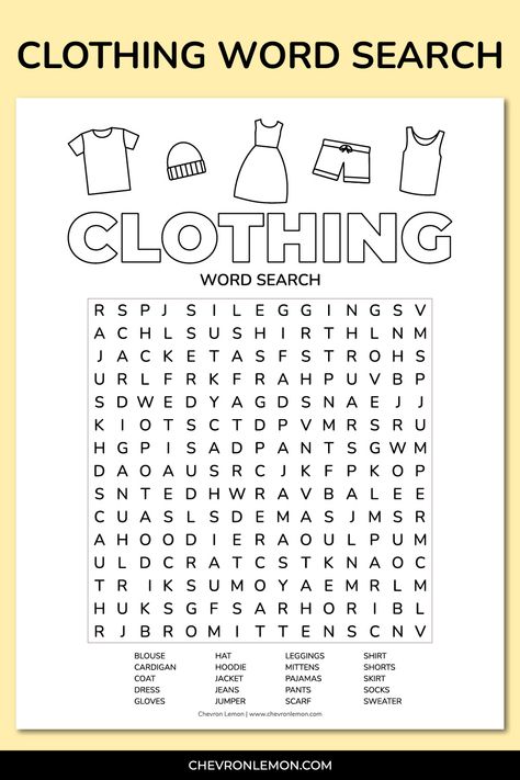 Free printable clothing word search Puzzles To Print Free Printable, Letter Grid, Word Puzzles For Kids, Clothes Words, Free Word Search Puzzles, Cross Word, Word Search Puzzles Printables, Free Printable Word Searches, Free Word Search