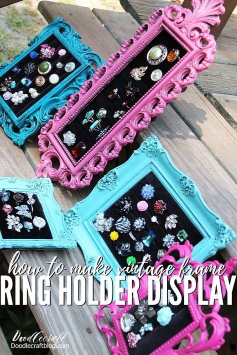 Ring Holder Diy, Ring Display Case, Paparazzi Jewelry Displays, Jewerly Displays, Frame Ring, Diy Display, Diy Jewelry Display, Ring Display, Craft Show Displays