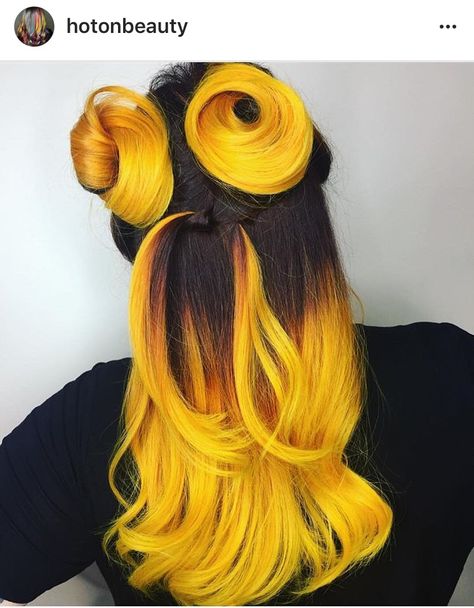 Black and yellow Colourful Hair, Yellow Hair Color, Crazy Color, Semi Permanent Hair Dye, Hair Color Crazy, Hair Color Pastel, Beautiful Hair Color, Permanent Hair Dye, Pretty Hair Color