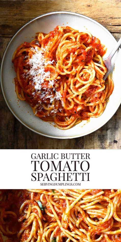 Essen, How To Make Delicious Spaghetti, Butter Spaghetti Sauce, Quick Tomato Pasta Sauce, Basic Spaghetti Recipes, No Meat Spaghetti Recipes, Butter Tomato Pasta, Good Spaghetti Recipes, The Best Spaghetti Recipe