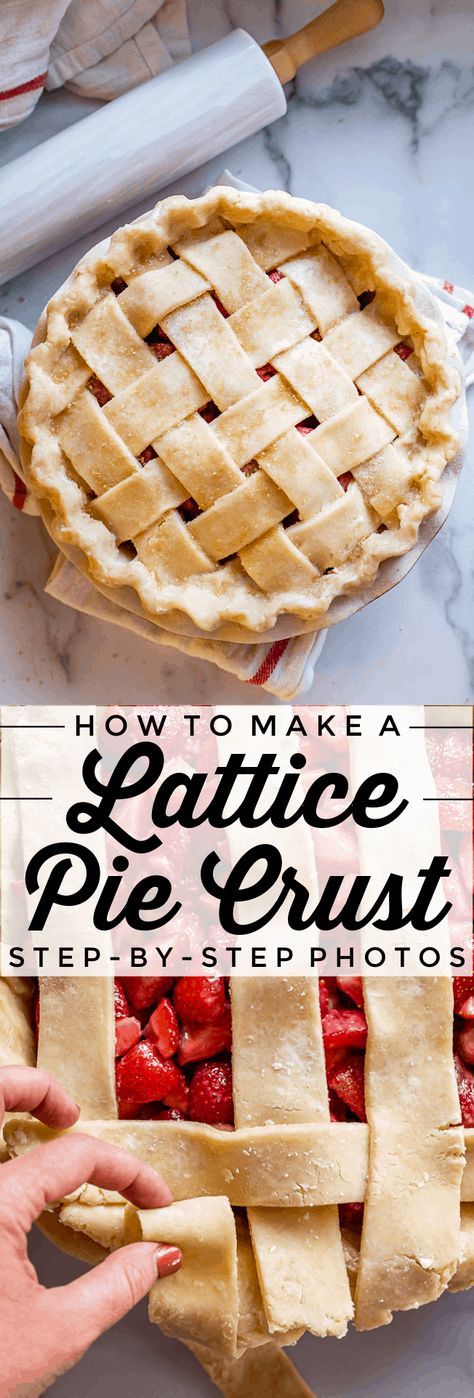 How to Make a Lattice Pie Crust (Step by Step Photos) from The Food Charlatan. Learn how to make a lattice pie crust with this easy step-by-step photo process! I show you EVERY step so you don't get confused, from rolling out the dough to crimping the edges. Lattice pie crusts are so beautiful, and take your pie to the next level. Once you get the hang of it, it's really pretty fun! #pie #crust #lattice #design #crustdesigns #howto #crustrecipe #easy #recipe #top Crumble Recipes, Lattice Pie Crust, Lattice Pie, Pie Crust Designs, The Food Charlatan, Food Charlatan, Pie Crusts, Pie Tops, Flaky Pie Crust