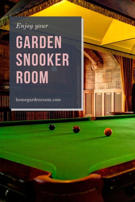 The first thing to consider for your future garden snooker room is where to position it within your garden, you will need electricity for heating and lighting so it is important to take into account that the nearer your garden room is to your main house the cheaper this will be to install. A full size snooker table is likely to weigh around one and a half tons so you will need a good strong foundation, you should also take into account #diy Snooker Room Design, Building A Garden, Garden Room Interiors, Snooker Room, Snooker Table, Future Garden, Night Clubs, Planning Permission, Parquet Flooring