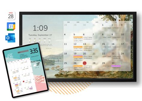 Family Digital Calendar, Diy Digital Wall Calendar, Digital Family Command Center, Family Calendar App, Electronic Calendar, Family Calendar Wall, Home Command Center, Digital Dashboard, Family Command Center