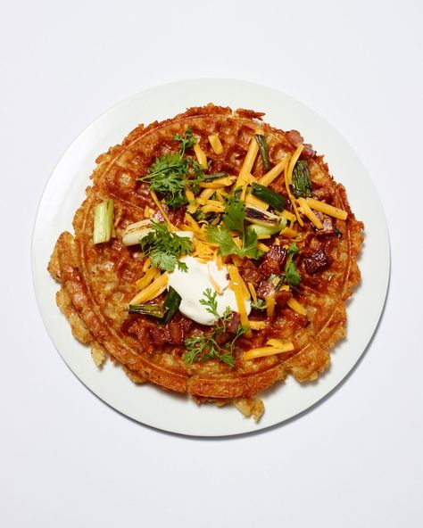 50 Snow Day Recipes to Keep You Warm During the Blizzard | Bon Appétit Tot Waffle, Tater Tot Waffle, Hangover Food, Potato Tots, Potato Waffles, Best Thanksgiving Recipes, Loaded Baked Potato, Loaded Potato, Loaded Baked Potatoes