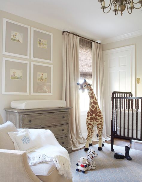 Merriwood Dutch Colonial — Sara Hillery Interior Design Spindle Crib, Beadboard Trim, Brown Cowhide Rug, Pink Painted Walls, Beige Nursery, Grey Nursery Boy, White Beadboard, Wood Crib, Black Nursery