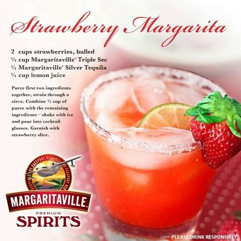 Margaritavilla strawberry margarita Festival Drinks, Mixed Drinks Alcohol Recipes, Awesome Cocktails, Strawberry Drink Recipes, Tequila Drinks Easy, Wine Recipes Drink, Bartender Recipes, Cognac Cocktail, Alcoholic Punch Recipes