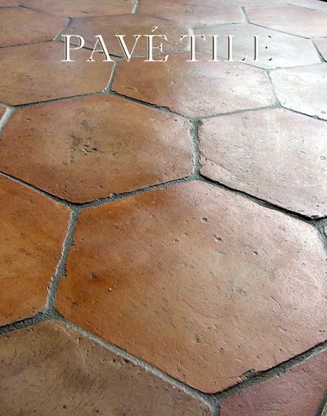 Farmhouse Provençal Tomette Terra Cotta Tile Flooring  Size: 7" Tomette. Color: Chamois Kitchen Tile Floor, Terra Cotta Tile, Modern Tuscan, Brick Floor, Farmhouse Flooring, Rustic Flooring, Spanish Tile, Kitchen Floor Tile, Tile Flooring