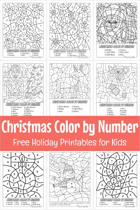 Free Christmas Color by Number Printables Colour Pictures, Printable Christmas Activities For Kids, Christmas Activities Printables, Pixel By Number, Christmas Numbers, Paint By Number Free Printable, Christmas Activities For Kids Printable Free, Christmas Colouring Printables Free, Free Holiday Printables