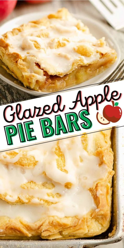 Glazed Apple Pie Bars are a sheet pan dessert made with a flaky homemade crust and sweet glaze. A square of this apple slab pie is absolutely delicious and the perfect dessert for a crowd! Sheet Pan Dessert, Apple Pie Bars Recipe, Savory Apple Recipes, Best Apple Crisp Recipe, Dessert For A Crowd, Best Apples For Baking, Pie Bars Recipe, Slab Pies, Apple Slab Pie