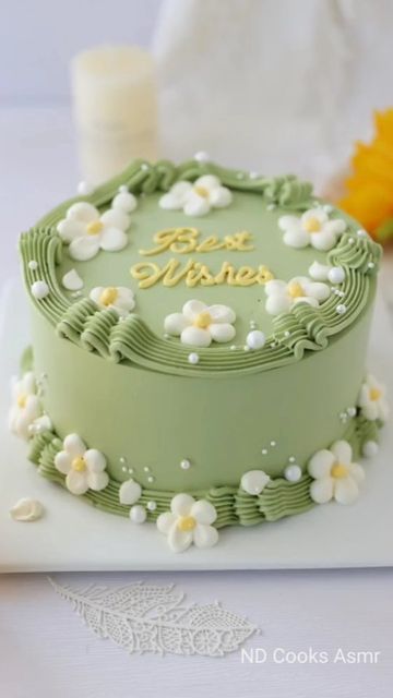 ND Cooks Asmr on Instagram: "Beautiful Cake Decorating ideas 😍🎂 Cake Design Cake Decorating #cake #cakes #cakedecorating #cakedesign #cakemaking #cakevideo #reels #trendingreels #trendingfoodreels #foodreels" Cake Decorating For Birthday, Cute Small Cake Designs, Classic Cake Decorating, Simple Aesthetic Cake Design, Simple Cake Decoration, Piped Flowers, Bench Scraper, Simple Birthday Cake Designs, Smooth Buttercream