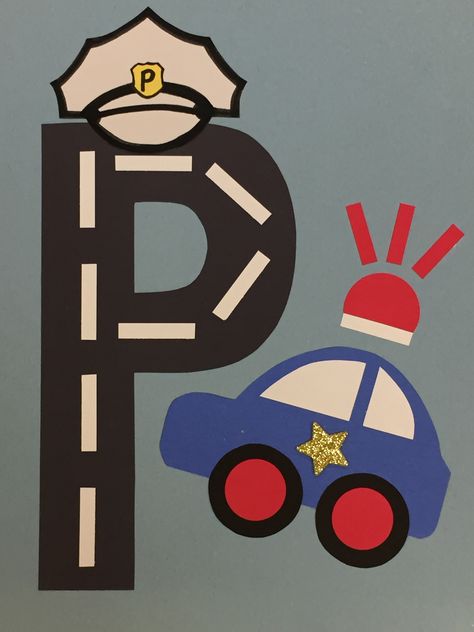 P is for Police Police Car Crafts For Preschool, Police Officer Songs Preschool, P Is For Police Preschool, Police Man Art Preschool, Preschool Police Officer Craft, Police Art For Toddlers, Police Arts And Crafts For Kids, Police Craft Preschool, Policeman Crafts For Preschool