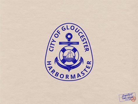 Logo Design for City of Gloucester Harbormaster Nautical Graphic Design, Wordmark Logo Typography, Bd Design, Logo Inspiration Vintage, Small Business Logo Design, Nautical Logo, Marines Logo, Hand Drawn Logo Design, Life Ring