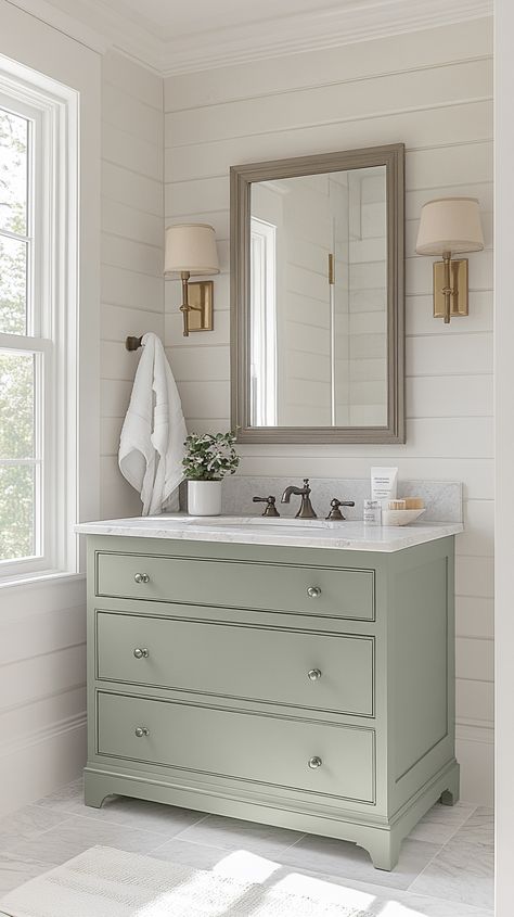 green bathroom vanity