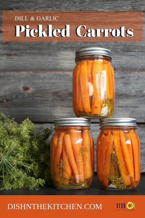 Carrots With Dill, Canning Carrots, Dill Carrots, Pickled Carrots Recipe, Edible Weeds, Carrots Recipe, Pickled Carrots, Pickled Garlic, Veggie Tales