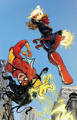 Carol Danvers and Jessica Drew bff #captainmarvel #spiderwoman Marvel Spider Woman, Jessica Drew, Spider Pictures, Captain Marvel Carol Danvers, Marvel News, Carol Danvers, Marvel Cosplay, Marvel Comics Art, Marvel Girls