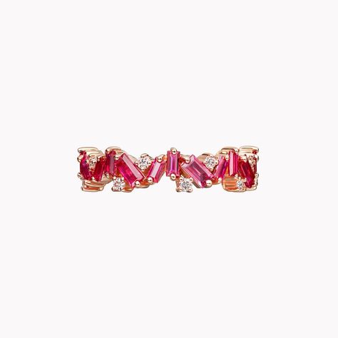 Material Good | Suzanne Kalan | Ruby Bliss Frenzy Eternity Band Baguette, Coil Ring, Suzanne Kalan, Sparkly Things, Rose Ring, Jewelry Designers, Fine Jewelry Designers, Baguette Cut, Pinky Ring