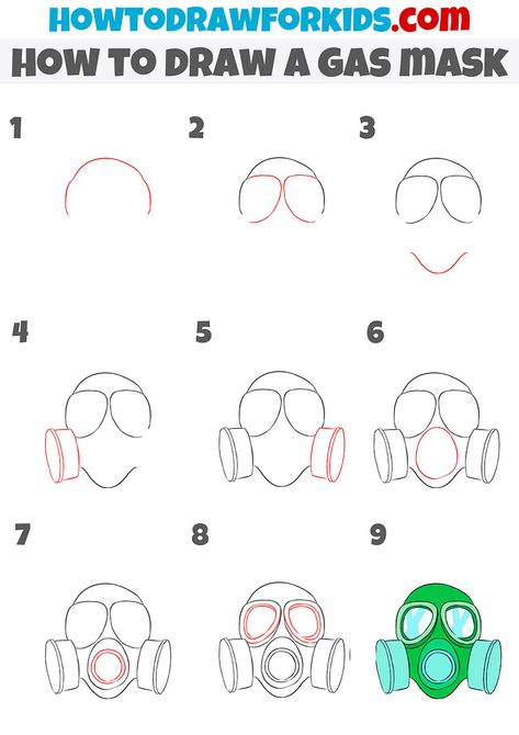 Gas Mask Drawing Sketches, How To Draw Gas Mask, Gas Mask Drawing Reference, How To Draw A Mask, Gas Mask Sketch, Gasmask Drawing, Gas Mask Reference, Gas Mask Design, Gas Mask Drawing