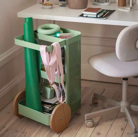 Ikea's Gorgeous Viral Storage Cart Is Now $25 Off Through May 7 Ikea Gym Storage, Ikea Gym, Gym Cart, Gym Storage, Mid Century Interior, Boho Mid Century, Mid Century Living, Utility Cart, Storage Cart