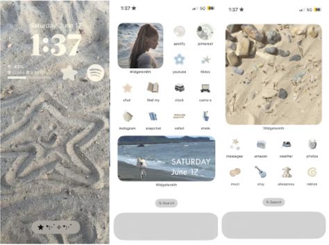 Calm Beach Wallpaper, Beige Beach, Calm Beach, Coquette Wallpaper, Home Lock Screen, Wallpaper Ios, Beach Icon, Iphone Home Screen Layout, Phone Inspiration