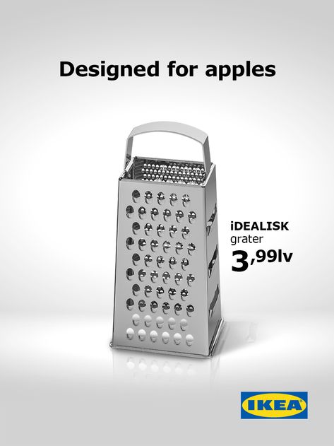 Ikea Advert, Ikea Ad, Roasted Apples, Ikea Design, Flat Pack Furniture, Apple Prints, Plakat Design, Cheese Grater, New Mac