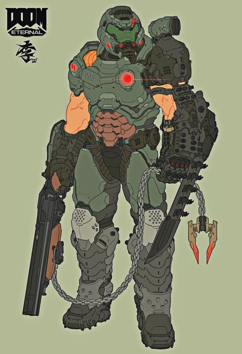 DOOM Eternal (copyright ID Software, Bethesda Software) DOOM Guy \|/ Doom Slayer, Character Description, Lose My Mind, Drawing Tools, Online Art Gallery, Master Chief, Graphic Novel, Digital Artist, Really Cool Stuff