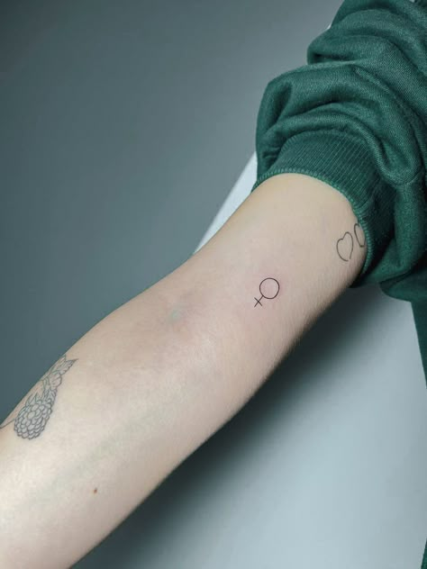 Female Tattoo Symbol, Feminism Symbol Tattoo, Female Sign Tattoo Symbols, Feminist Tattoos Minimalist, Venus Symbol Tattoo, Female Symbol Tattoo, Feminism Tattoo, Feminist Tattoos, Venus Tattoo