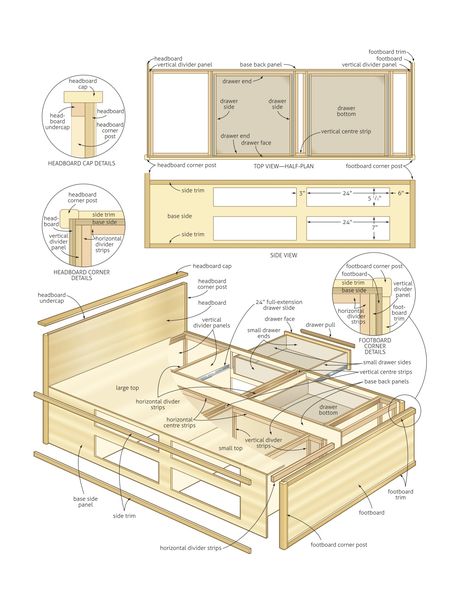 bed plans with storage woodworking plans blueprints download oil finish on woodprintable adirondack chair plans g plan heritage coffee table lectern plans Queen bed plans with storage Underneath Re… Queen Bed Plans, Bed Woodworking Plans, Bed Frame Plans, Storage Bed Queen, Head Boards, Wood Furniture Plans, Diy Platform Bed, Bed Frame With Drawers, Built In Bed