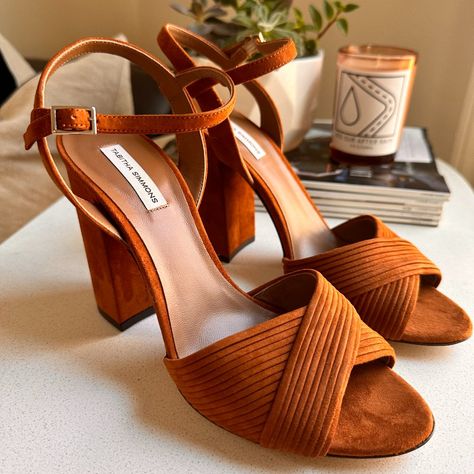 Brand New, Never Worn. Box And Dust Bag Included. These Are Just Too High For Me! Designer - Tabitha Simmons Size: 39 Retail - $795.00 Tan Suede Leather Sole Chunky Heel Sandal With Pleated Detail And Ankle Strap 100 Millimeter Block Heel Italian Sizing Fits True To Size Chic Brown T-strap Heels, Suede Sandals With 4-inch Block Heel, Brown Leather T-strap Sandals With Block Heel, Brown Synthetic Flat Heel T-strap Sandals, Brown Synthetic Ankle Strap T-strap Sandals, White Leather Sandals, Ankle Sandals, Crystal Sandals, Ankle Strap Sandals Heels