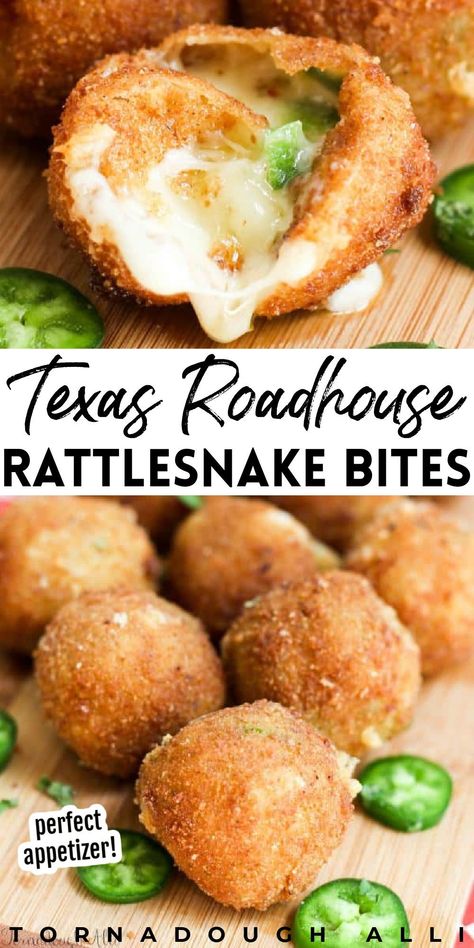 Copycat Appetizers, Texas Roadhouse Rattlesnake Bites, Copycat Texas Roadhouse, Fruit Calories, Rattlesnake Bites, Restaurant Foods, Restaurant Appetizers, Cheese Stick, Restaurant Copycat