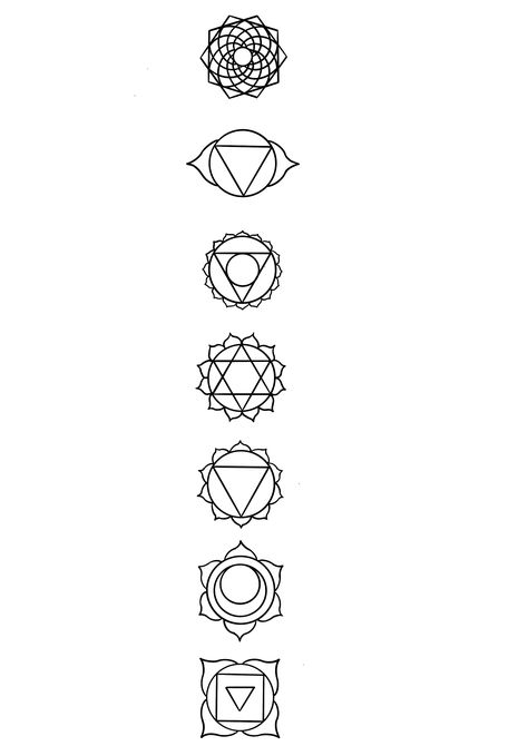 7 Chakras Tattoo Stencil, Simple Chakra Tattoo, Chakra Tattoo Stencil, Chakra Drawing Simple, Chakras Tattoo Design, Chakra Tattoo Design, Reiki Tattoo, Chakra Symbols Art, 7 Chakras Tattoo