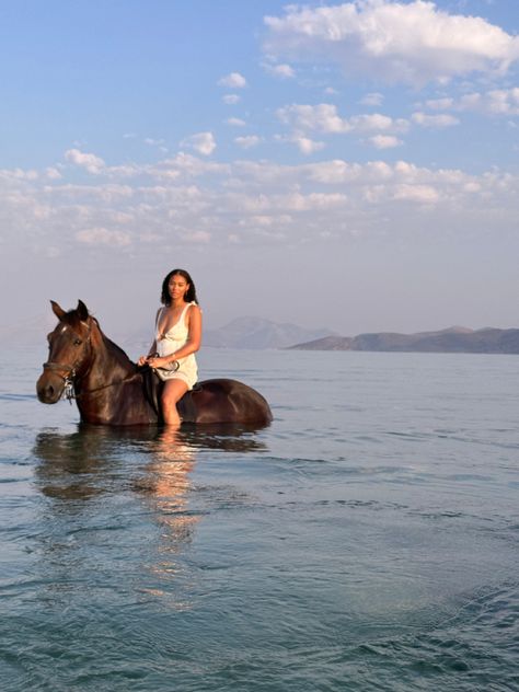 #kos #horse #horseriding #greece #sunrise #beach Swimming With Horses, Kos Greece, Sunrise Beach, On Beach, Photo Inspo, Horse Riding, Greece, Swimming, Horses