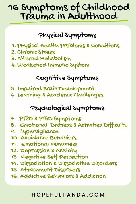 This article discusses the symptoms of childhood trauma in adulthood, categorized into physical, cognitive, and psychological symptoms. Childhood Tramas, Child Welfare Social Work, Psych Student, Feeling Unwanted, Effective Study Tips, Serious Quotes, Dissociation, I'm Broke, Lessons Learned In Life