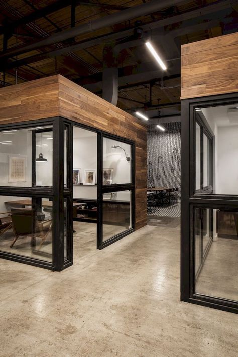 Modern Office Space Design, Modern Office Design Inspiration, Industrial Office Space, Warehouse Office, Industrial Office Design, Open Space Office, Cool Office Space, Office Design Inspiration, Commercial Office Space