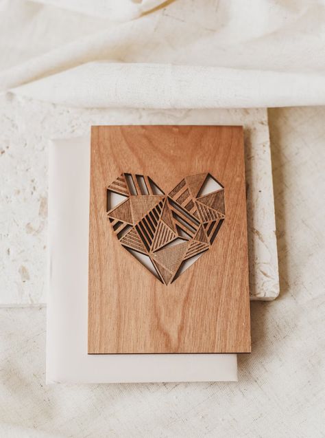 Patchwork Heart Wood Card wood Wedding Anniversary Card - Etsy Bulgaria Anniversary Card For Boyfriend, Card For Boyfriend, Patchwork Heart, Beautiful Thoughts, Heart Wood, Laser Engraved Ideas, Wood Card, Heart Card, Wooden Cards